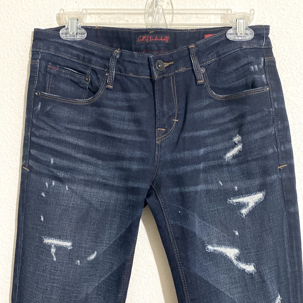 CULT OF INDIVIDUALITY Bohemi Bootcut Distressed Blue Denim Jeans Women's Size 28